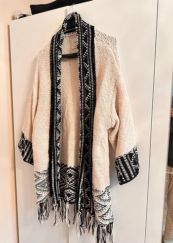 ZARA Bohem Nakışlı Uzun Kollu Bej Triko Hırka - Görsel 5