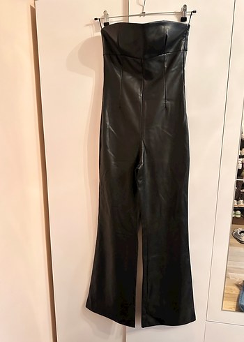 ZARA Kadın Siyah Deri Uzun tulum - Görsel 2