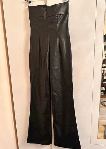 ZARA Kadın Siyah Deri Uzun tulum - Görsel 6