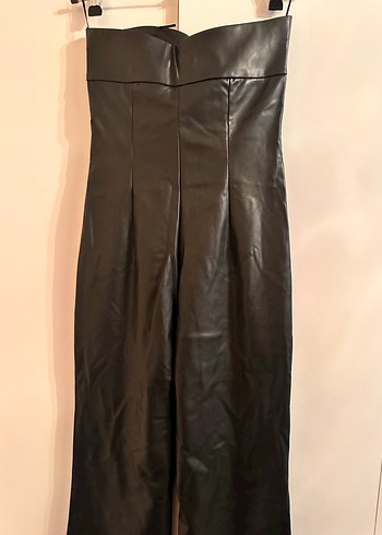 ZARA Kadın Siyah Deri Uzun tulum - Görsel 5