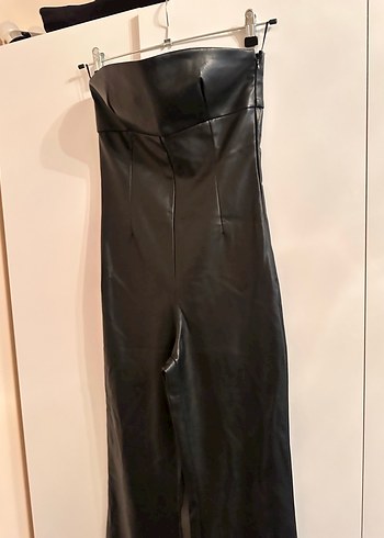 ZARA Kadın Siyah Deri Uzun tulum - Görsel 4