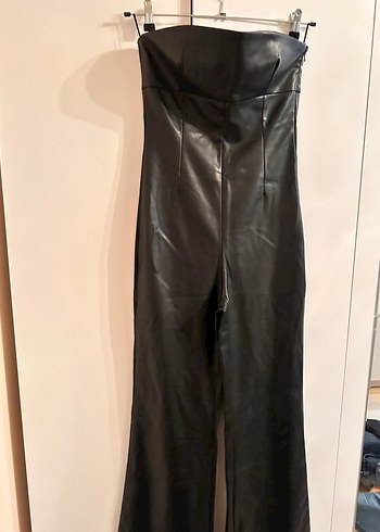 ZARA Kadın Siyah Deri Uzun tulum - Görsel 3