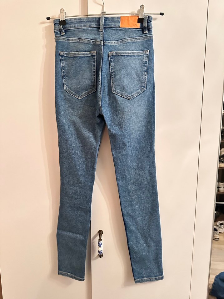 ZARA Kadın Mavi Denim Dar Paça Jean - Görsel 3