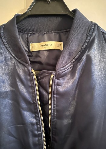 MANGO Parlak Mavi Kadın Saten Ceket - Görsel 4