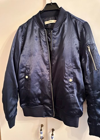 MANGO Parlak Mavi Kadın Saten Ceket - Görsel 3