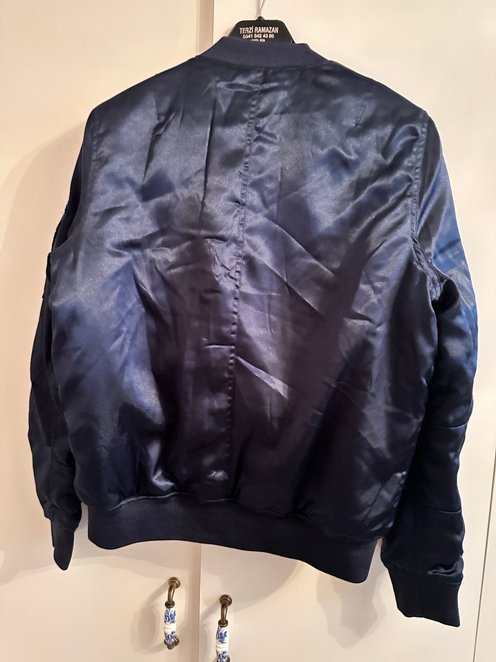 MANGO Parlak Mavi Kadın Saten Ceket - Görsel 5