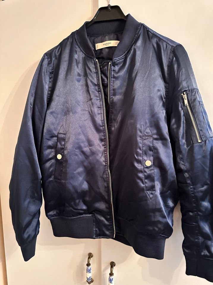 MANGO Parlak Mavi Kadın Saten Ceket - Görsel 3