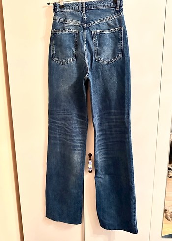 ZARA Kadın Mavi Kot Pantolon - Kemerli, Normal Boy - Görsel 3