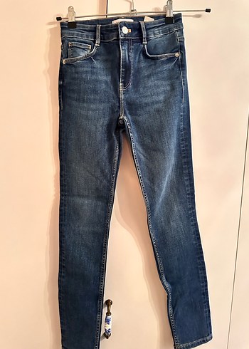 ZARA Düğmeli Mavi Kadın Denim Jean - Görsel 2