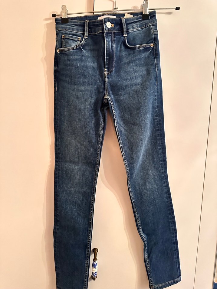 ZARA Düğmeli Mavi Kadın Denim Jean - Görsel 2