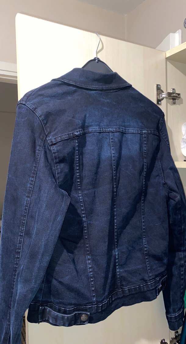 Düğmeli Lacivert Kadın Kot Ceket - Görsel 2