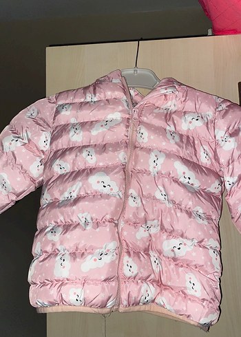 Kız Çocuk Pembe Kapüşonlu Mont