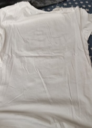 Beyaz Baskılı Kısa Kollu Kadın Tişört - Görsel 4