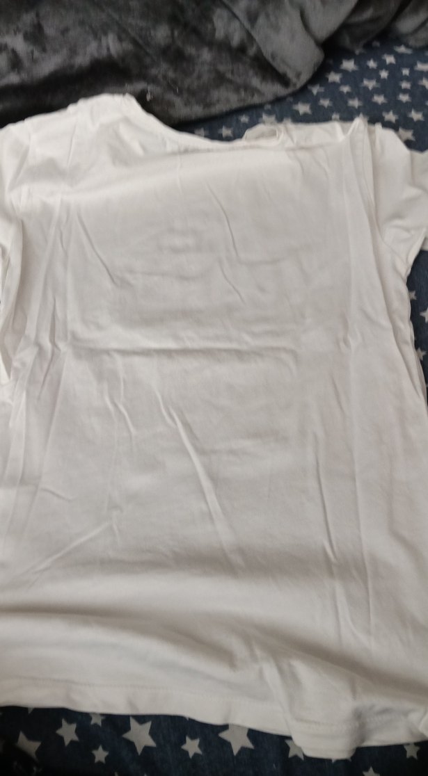 Beyaz Baskılı Kısa Kollu Kadın Tişört - Görsel 4