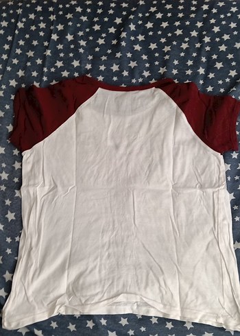 Kız Çocuk Bordo-Beyaz Kısa Kollu Tişört - Görsel 2