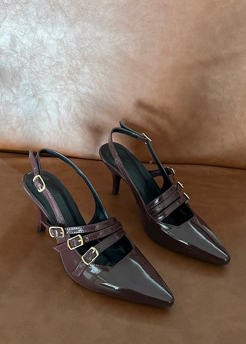 Bordo Stiletto Topuklu Ayakkabı (d91)