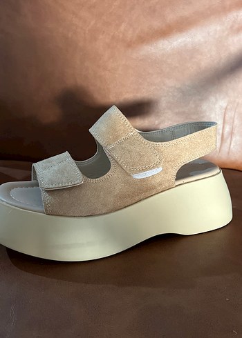 37 Beden Camel Süet Dolgu Topuklu Sandalet (d112)
