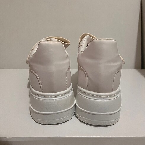40 Beden beyaz Renk Cırtlı beya spor ayakkabı sneaker (20)
