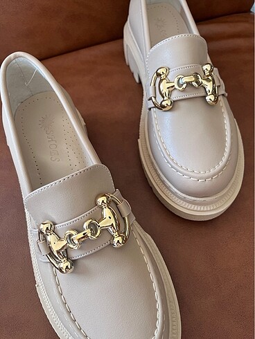 39 Beden ten rengi Renk Bej loafer (D59)