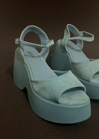 Mavi Süet Platform Sandalet (22) - Görsel 3