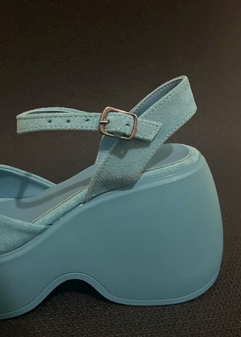 Mavi Süet Platform Sandalet (22) - Görsel 8