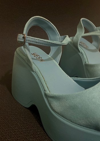 Mavi Süet Platform Sandalet (22) - Görsel 7