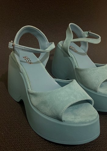 Mavi Süet Platform Sandalet (22) - Görsel 2