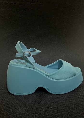 Mavi Süet Platform Sandalet (22) - Görsel 4