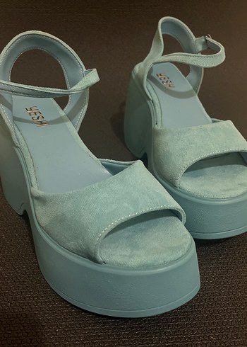 Mavi Süet Platform Sandalet (22) - Görsel 6