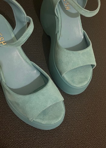 Mavi Süet Platform Sandalet (22) - Görsel 5