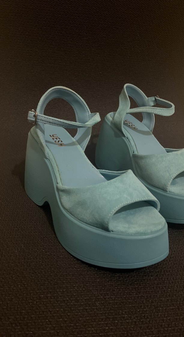 Mavi Süet Platform Sandalet (22) - Görsel 3