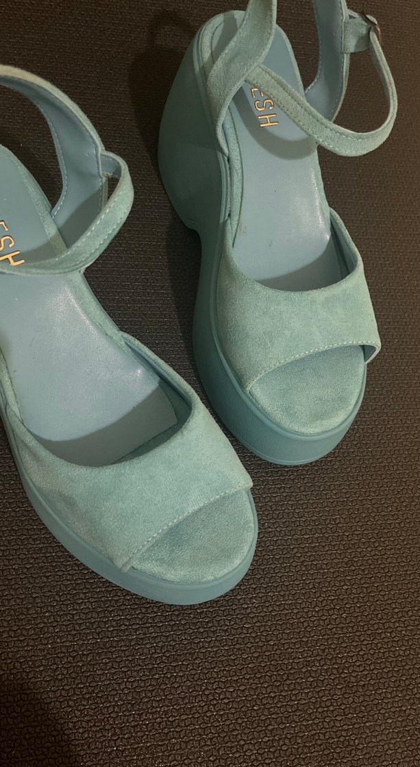 Mavi Süet Platform Sandalet (22) - Görsel 5