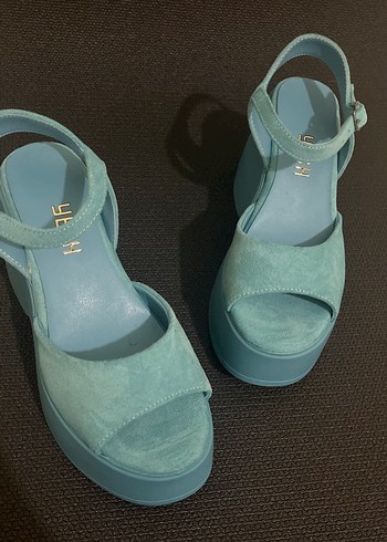 Mavi süet platform sandalet (30) - Görsel 3