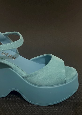 Mavi süet platform sandalet (30) - Görsel 8