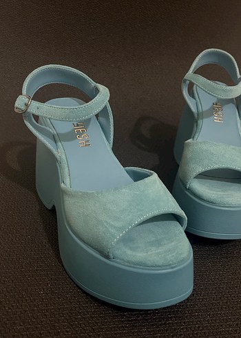 Mavi süet platform sandalet (30) - Görsel 4