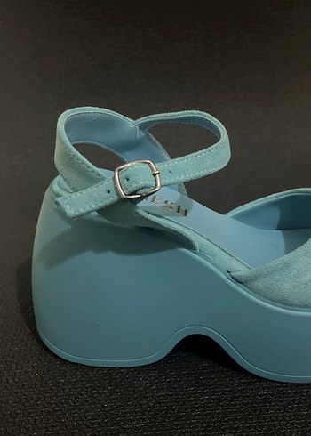 Mavi süet platform sandalet (30) - Görsel 7