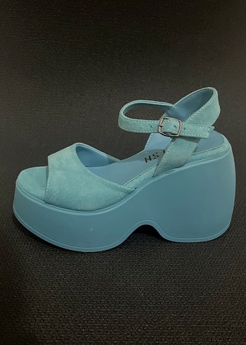 Mavi süet platform sandalet (30) - Görsel 9