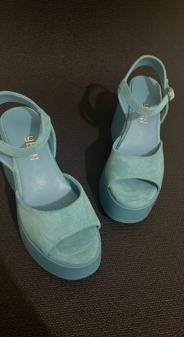 Mavi süet platform sandalet (30) - Görsel 3