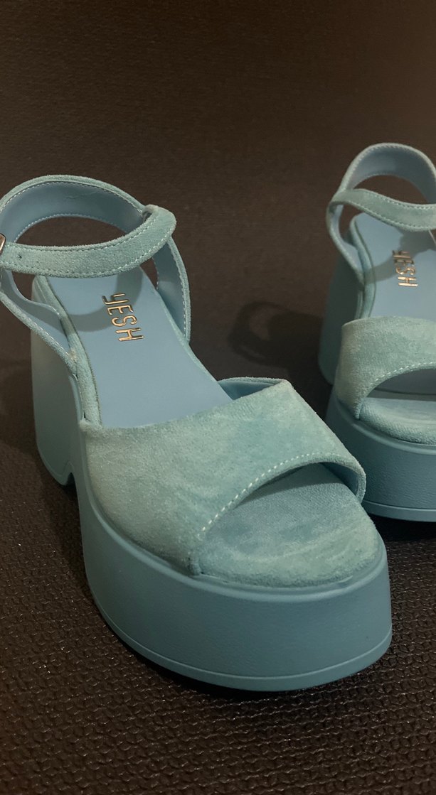 Mavi süet platform sandalet (30) - Görsel 5