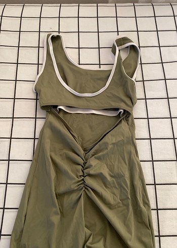 Kadın Haki Kolsuz Mini Tulum - Görsel 2