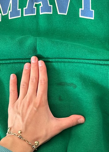 Mavi Kapüşonlu Yeşil Kadın Sweatshirt - Görsel 3