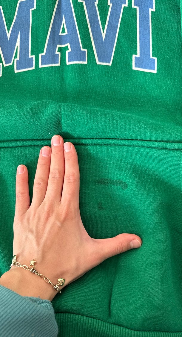 Mavi Kapüşonlu Yeşil Kadın Sweatshirt - Görsel 3