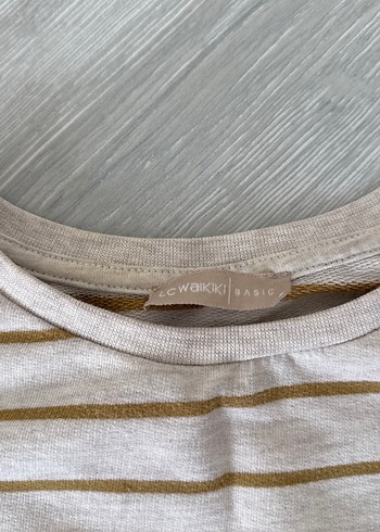 Bej Çizgili kadın Sweatshirt - Görsel 2