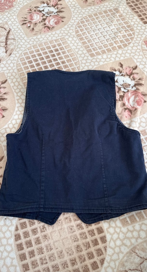 Düğmeli Lacivert Denim Kadın Yelek - Görsel 2