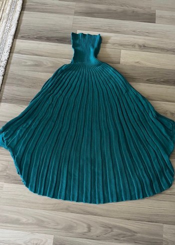 Turkuaz Pliseli Boğazlı Triko - Görsel 4