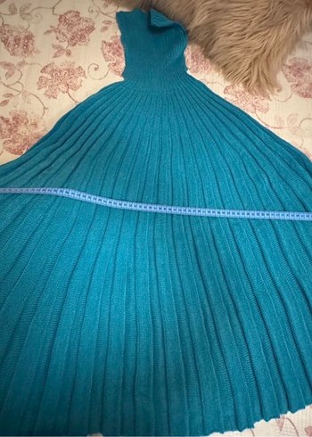 Turkuaz Pliseli Boğazlı Triko - Görsel 6