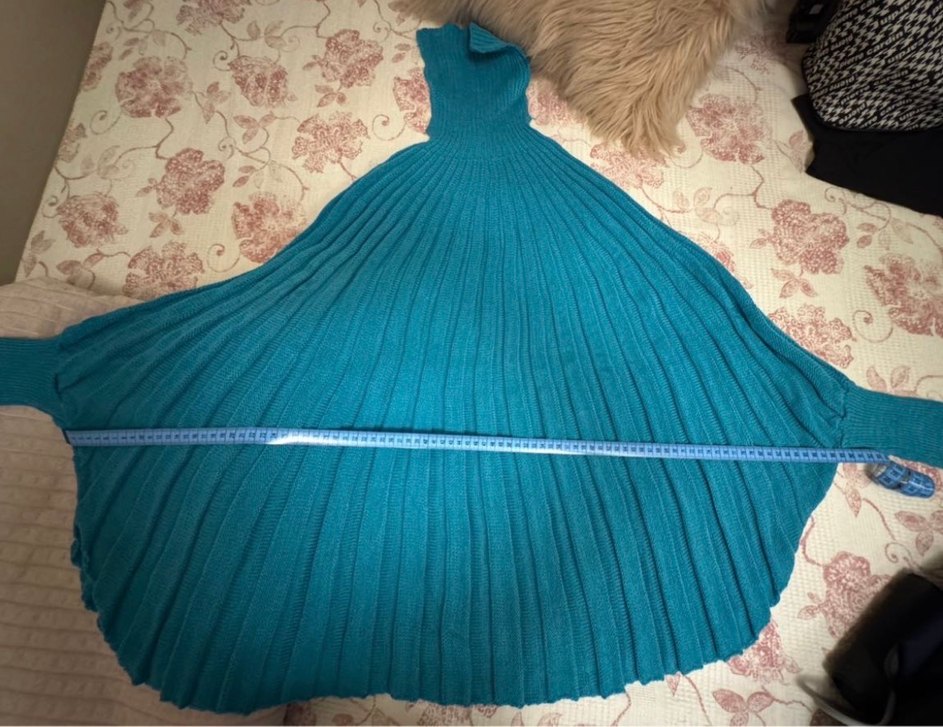 Turkuaz Pliseli Boğazlı Triko - Görsel 5