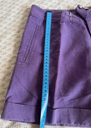 Mor Mini Keten Şort - Görsel 4