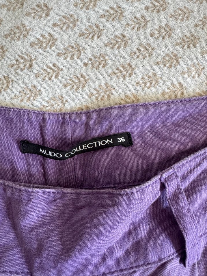 Mor Mini Keten Şort - Görsel 3