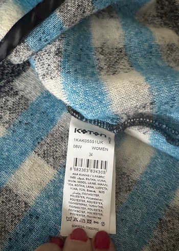 Düğmeli Gri Mavi EkoseKoton Arzu Sabancı koleksiyonu Kadıngömlek - Görsel 5